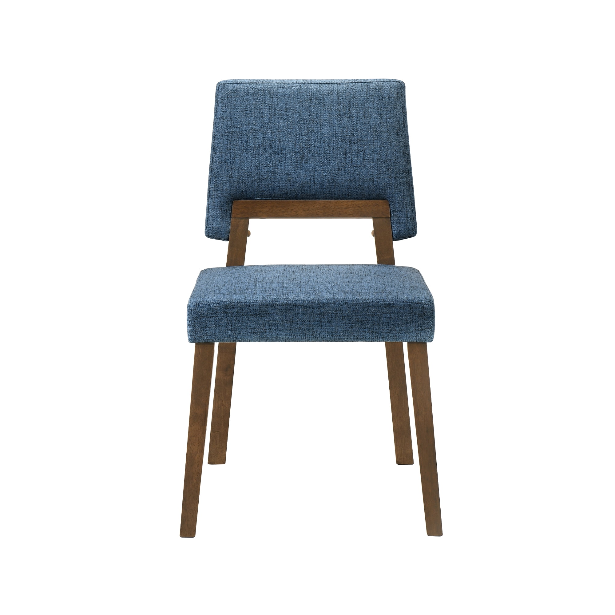 Channell Wood Dining Chair in Walnut Finish with Blue Fabric - Set of 6