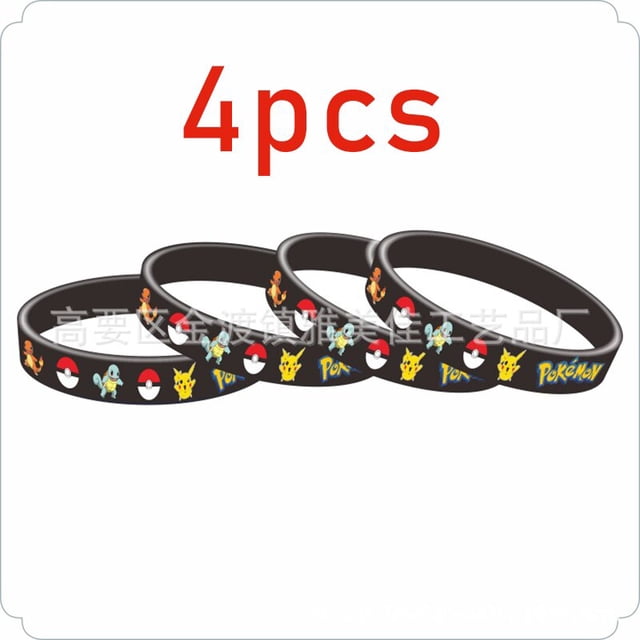 Pulsera de silicona de Pikachu para niños, alfileres de dibujos animados de Anime, brazaletes de insignia de fiesta de cumpleaños de Pokémon, accesorios de joyería para niños