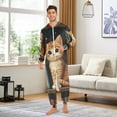 thumbnail image 4 of Cute Cat and Books Adult Onesie Pajamas Slim Fit Christmas One Piece Suit Pjs for Women and Men Hooded Zipper, 4 of 7