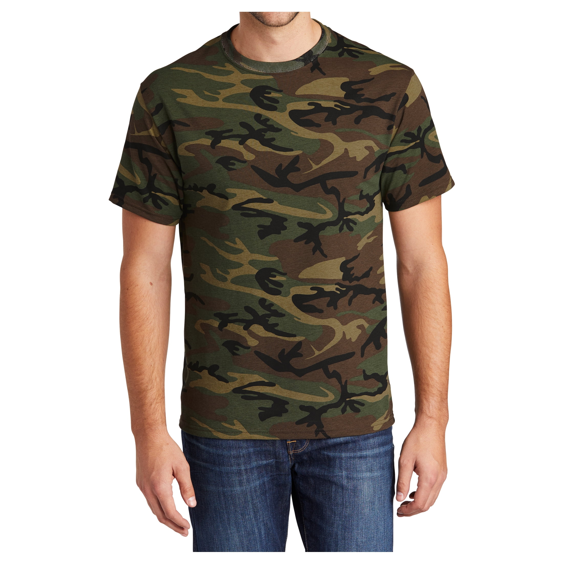 Mens 5.4-oz 100% Cotton Tee Shirt Military Camo S - Walmart.com