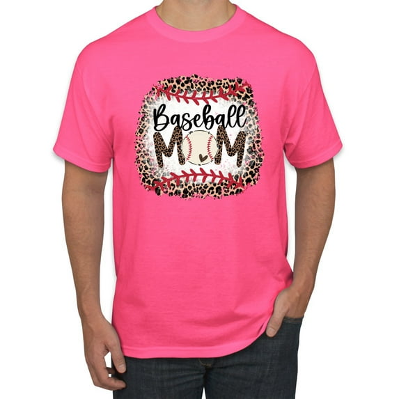 Baseball Mom Jaguar Print Sports Men's Graphic T-Shirt, Neon Pink, 3X-Large
