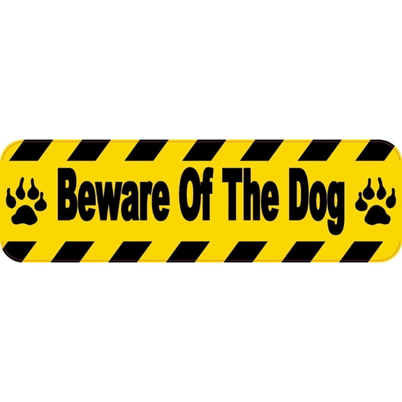 10in x 3in Beware of Dog Warning Sign Bumper Sticker Decal Window Stickers Decals