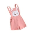 thumbnail image 2 of Musuos Toddler Girl Easter Overalls Shorts 12 18 24M 3 4T Bunny Embroidery Applique Sleeveless Square Neck Jumpsuit, 2 of 10
