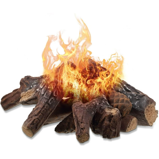 masse I virkeligheden Suradam Ceramic Fiber Wood Small Size Gas Fireplace Logs for Most Types of Indoor,  Gas Insert, Ventless, Propane, Gel, Ethanol, Electric, Outdoor Fireplaces,  Fire Pits, Clean Burning Accessories (12 Pieces) - Walmart.com