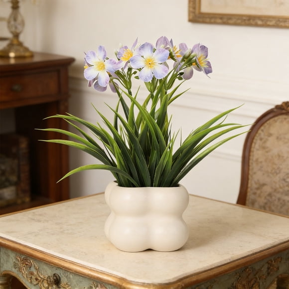 Home Decor,Simulated Floral Potted Decor Realistic Petal Look Ceramic Pot Base Zero Maintenance Required,Festive Decor for Living Room Desktop Entrance Office Workstation Holiday Gift Decors