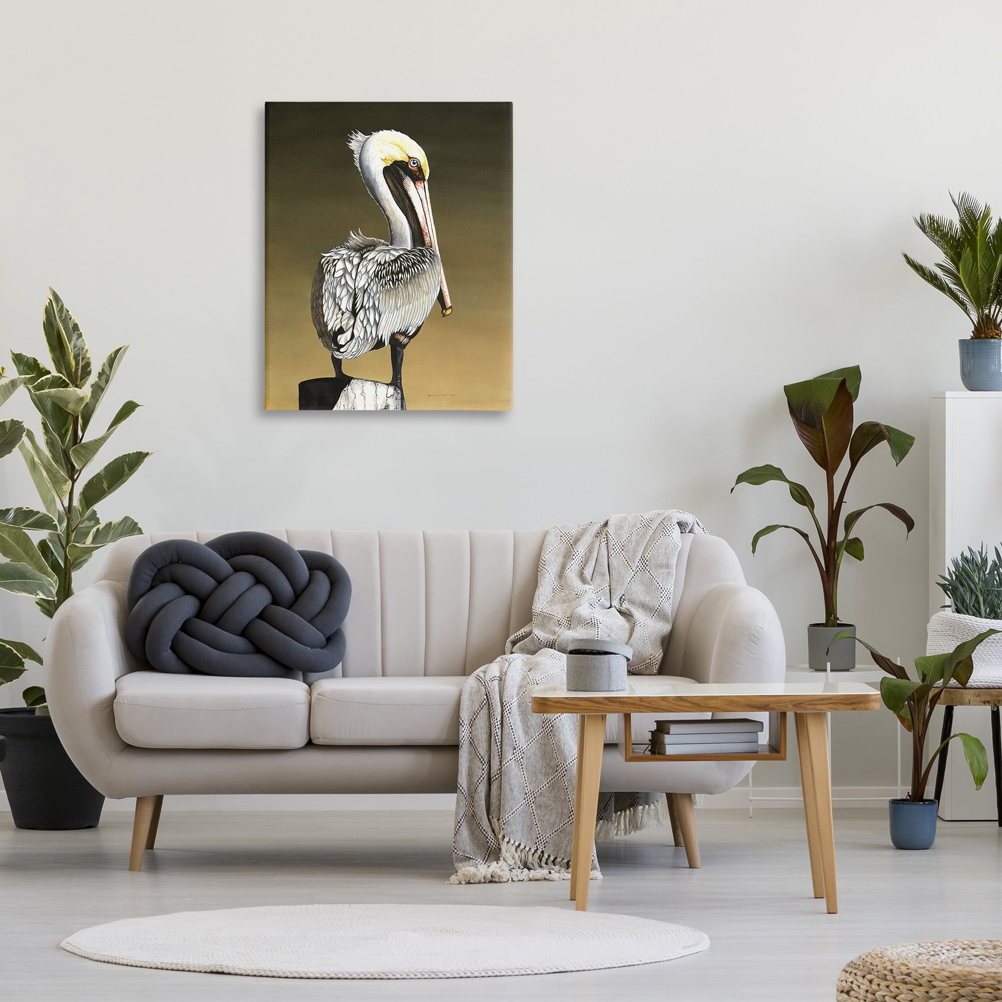 Stupell Industries Pelican with Intense Gaze Animals & Insects Painting Gallery Wrapped Canvas Art Print Wall Art, 30 x 40