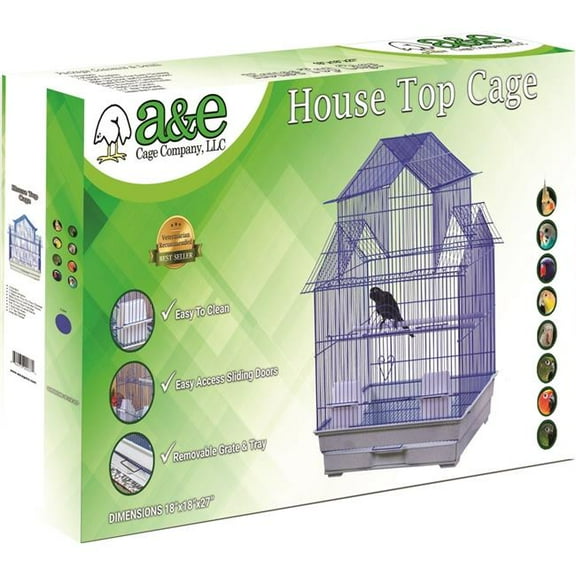 AE Cage Company House Top Bird Cage Assorted Colors 18"x18"x27"