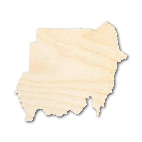 Unfinished Wood Sudan Country Shape - North Africa Craft - up to 46" DIY 8" / 1/2"