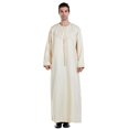 thumbnail image 2 of Baqcunre Women's Muslim Arab Middle Solid Color Stand Collar Robe Mens Clothes Mens Robe Maxi Dress for Women Mens Long Sleeve Shirt,Beige Dresses,Size L, 2 of 9