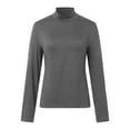 thumbnail image 3 of Women High Neck Long Sleeve T Shirt Polyester Spandex for Home and Shopping, 3 of 4