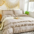 thumbnail image 3 of MOOWOO Shabby Chic Khaki 2 Pieces Bedding,Vintage Ruffled Queen Duvet Cover Set with Layers Ruffles,Soft Brushed Microfiber Set with Zipper Closure,Lightweight Duvet Cover Set, 3 of 5