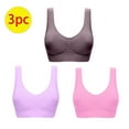 thumbnail image 3 of Bigersell 3 Pack Bras Women Push up Bra No Underwire Seamless Pullover Bras Front Ruched Wire-Free Bra Ladies Wireless Sport Bralette S-11-Gray, 3 of 3