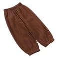 thumbnail image 2 of Alvivi Kids Solid Color Cotton Linen Elastic Long Harem Pants Boys Girl Casual Bloomer Trousers Brown 7-8, 2 of 3
