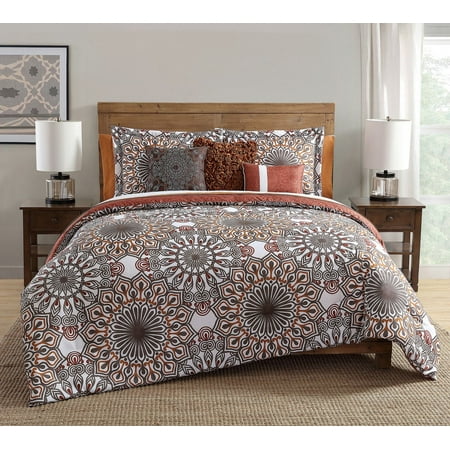 10 Piece Phoebe Brown Orange Comforter Set W Sheets Walmart Com