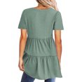 thumbnail image 4 of asjyhkr Womens Short Sleeve Tops Oversized V Neck Loose Fitting Comfy Lightweight Soft Tees Solid Color, 4 of 6