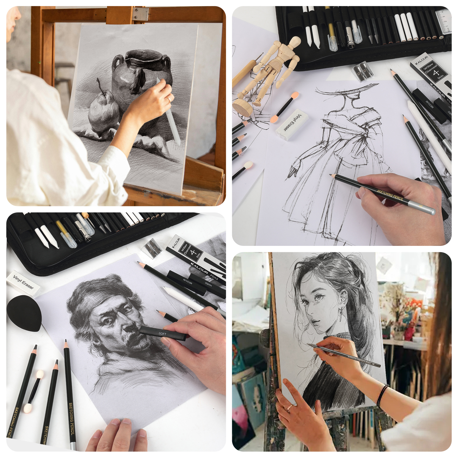 70 Pack Drawing Set Sketching Kit,  Sketch Pencils Art Supplies for Adults Artists Kids with Sketchbook,Graphite,Charcoal Pencils,Blending Tools