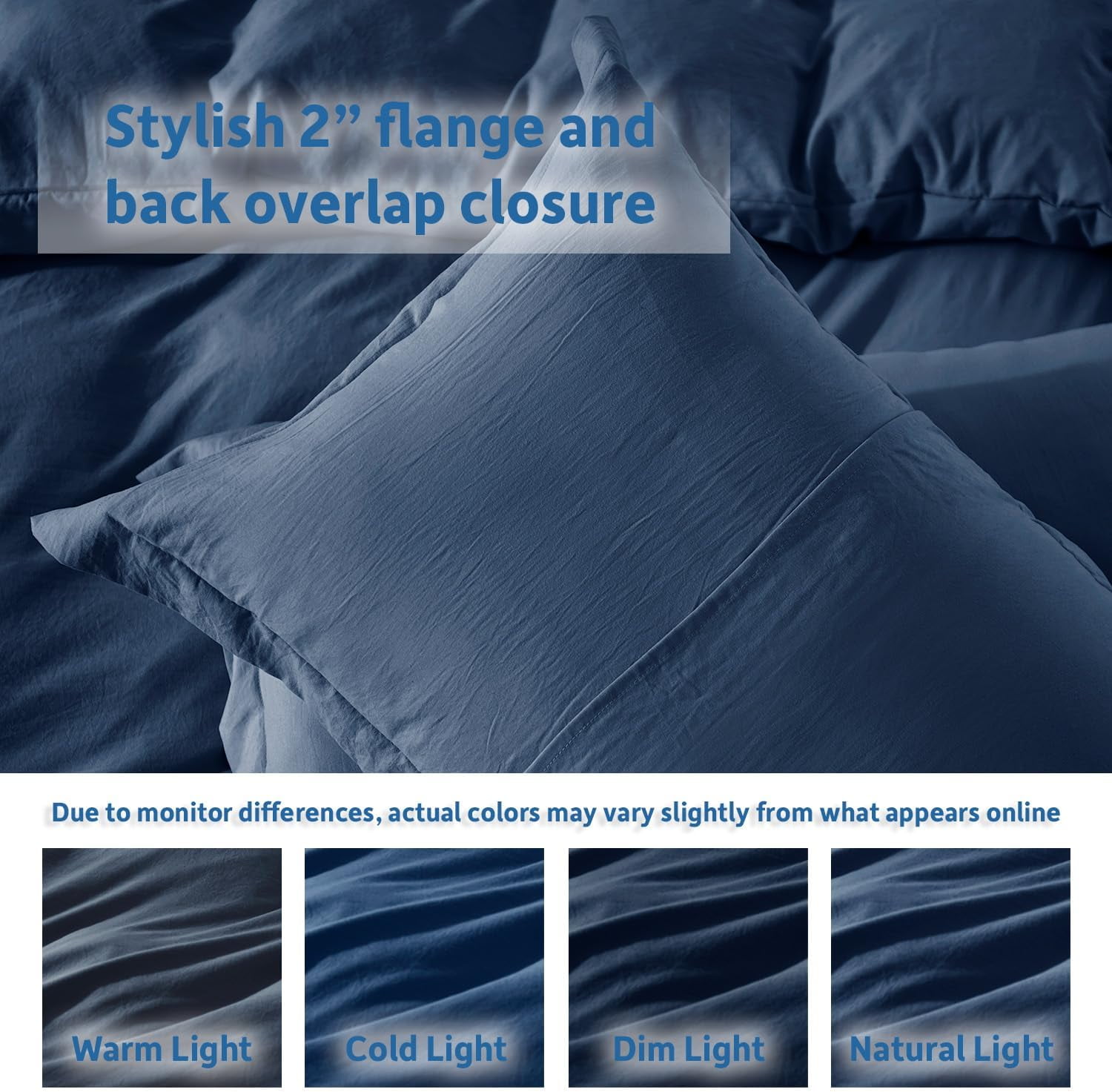 LammaLoe Duvet Cover California King Size, Soft Prewashed 3-Piece Duvet Cover Bedding Set with Pillow Shams, Navy