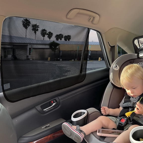 EcoNour Magnetic Side Window Sunshade 2 Pack, UV Heat Protection Car Shades for Baby & Kids, Privacy Window Cover 30x19.5