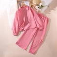 thumbnail image 5 of Cethrio Girls Long Sleeve Outfit Sets, 2 PC Casual Lapel Collar Shirts and Pants Sets Pink Size 10-12, 5 of 5
