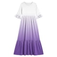 thumbnail image 4 of ITSAME Girls Maxi Dress Round Neck Ruffled 3/4 Sleeve Gradient Print Summer Flowy Casual A-Line Dress Purple Size 10, 4 of 7
