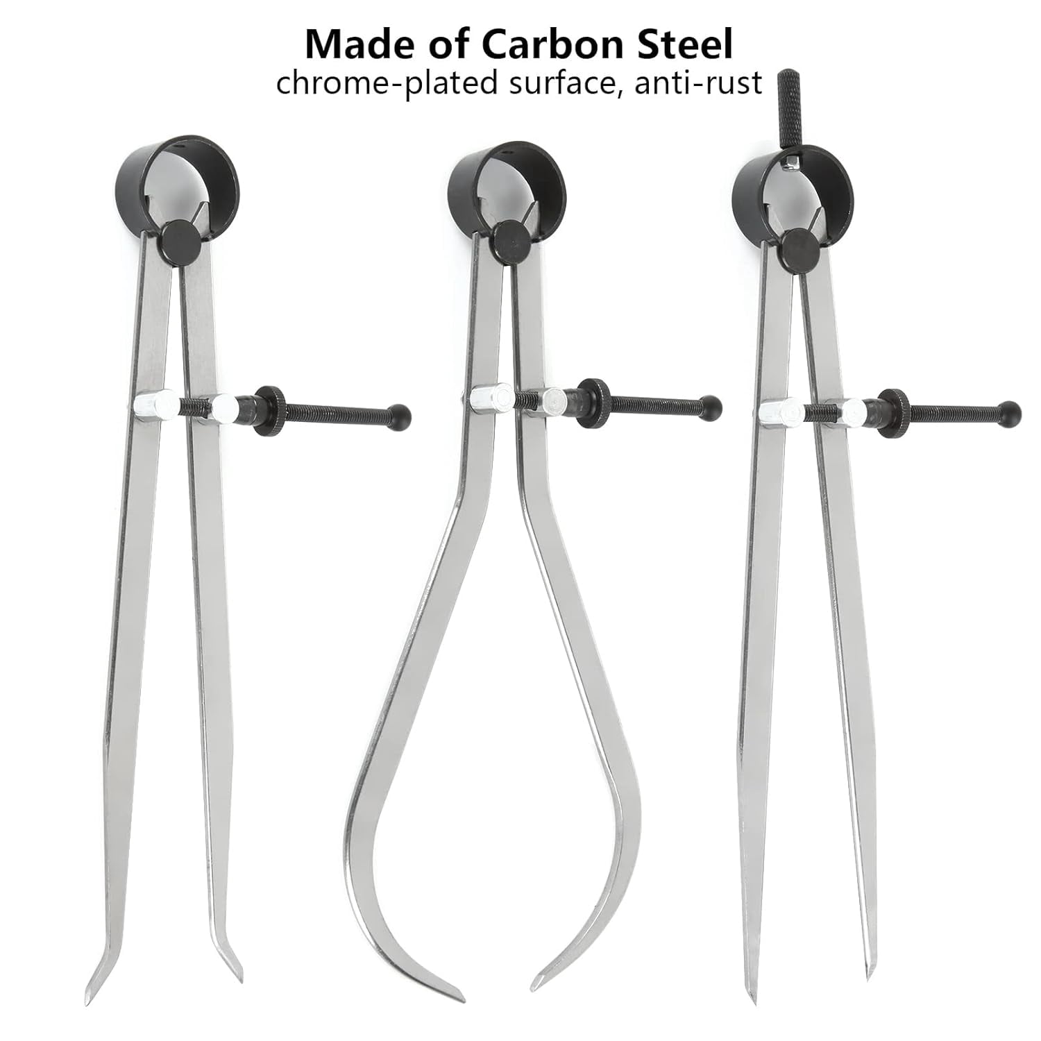 3Pcs 8 Inch Long Spring Caliper Set, Carbon Steel Outside Divider Caliper Compass, Calipers Measuring Tool for Wood Turning Lathe Projects