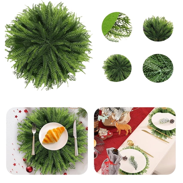 Faux Cedar Placemats Faux Cedar Placemats Round 2025 Christmas Placemats 15 Inch Large Thanksgiving Placemats Round Artificial Xmas Place