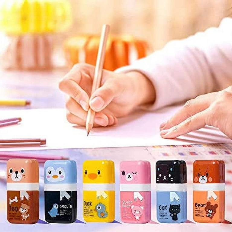 Mr. Pen- Erasers for Kids, 6 Pack, Pastel Colors, Eraser with Cover and  Roller, Pencil Eraser Shaving Roller case 