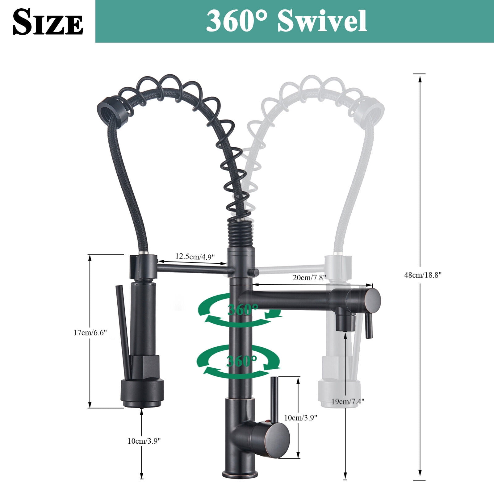 Zovajonia Matte Black Kitchen Faucet Sink Single Handle Pull Down Sprayer Swivel Mixer Tap