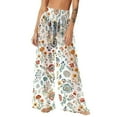 thumbnail image 2 of Gamivast Swim Cover up Pants for Women Mesh Graphic Wide Leg Beach Pant Flowy Boho Elastic Waist Vacation Swimwear Breathable Summer Festival Outfits, 2 of 5