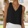 thumbnail image 2 of bnaln Vest Tops Women Ladies Cotton Linen Tank Tops Solid Summer Sleeveless Tshirts Trendy Cami Shirt Crop Top V Neck Loose Tanks Casual Basic Tees, 2 of 7