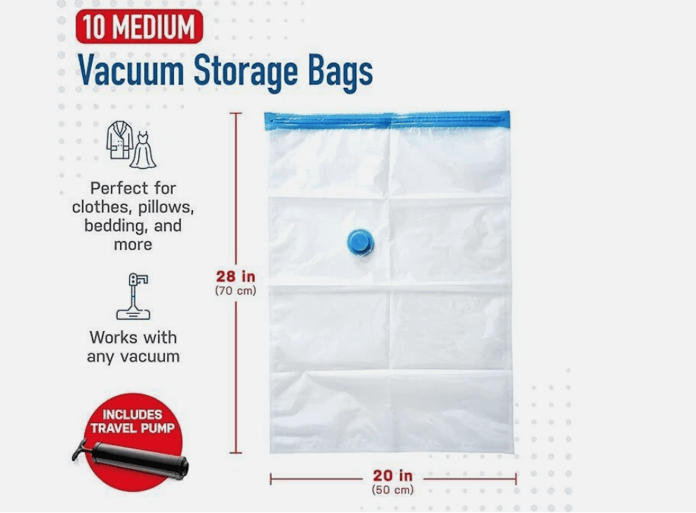 Spacesaver Vacuum Storage Bags for Clothes Storage, 10 Pack x 2 - Medium