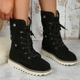 thumbnail image 4 of Luxalzxs Low-Heeled Frosted Leather Lace Up Thick Plush Mid Calf Snow Boots Cotton Shoes, 4 of 5