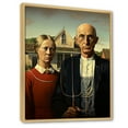 thumbnail image 2 of Designart "American Gothic A Masterpiece by Grant" Masterpiece Floater Framed Wall Art Living Room, 2 of 7