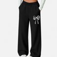 thumbnail image 2 of ITSAME Girls Wide Leg Sweatpants Bow Print High Waisted Loose Fit Fall Winter Casual Trousers with Pockets Size 9, 2 of 6