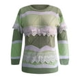 thumbnail image 4 of Pompotops Women's Autumn And Winter Long Sleeve Color Contrast Splicing Lace Tops Sweater, 4 of 5