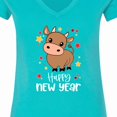 thumbnail image 4 of Inktastic Happy New Year Cute Ox Women's V-Neck T-Shirt, 4 of 5