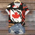 thumbnail image 4 of Ramiter T-Shirt Drapeau du Canada Femme T-Shirt Décontracté à Manches Courtes Basique d'Été Hauts T-Shirt Fête du Canada Blouse à Imprimé Feuille d'Érable Col Rond T-Shirt Gris Foncé,L, 4 of 4