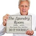 thumbnail image 2 of Laundry Room Wall Sign, “For Same Day Service, Do It Yourself” Vintage Metal Sign, 12 x 8 inch, 40 mil Laminated Rustproof Aluminum, Funny Laundry Décor, Wooden Pattern, 2 of 6