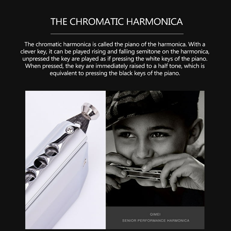 Beginner Harmonica Chromatic Harmonica 16-Hole 64-Tone C-Tuned Harmonica  Professional Performance-Grade Musical Instrument (Color : Gold)