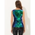 thumbnail image 3 of INSPIRE CHIC Camiseta sin mangas con cuello redondo y lentejuelas brillantes para mujer Verde L, 3 of 4