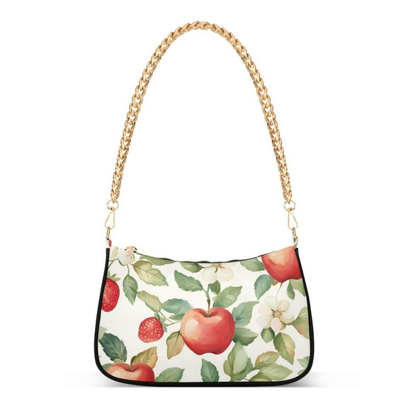 FORMRS Womens Shoulder Bag with Chain Strap Clutch Purse Cute Tote Handbag, Beige Apple Pattern