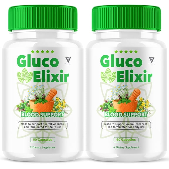 (2 Pack) Gluco Elixir Blood Support, GlucoElixir Advanced Formula (120 Capsules)