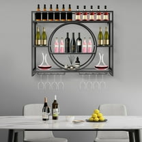 Black 110.23 lbs Wall Mounted Wine Rack, Wine Bottle Shelf, Hanging Metal Wine Rack Cabinet 39.37*5.91*31.5in