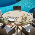 thumbnail image 6 of Spring Easter Round Tablecloth, Fitted Table Cover with Elastic for 55"-60" Round Tables, Country Bunny Chick Floral Butterflies Burlap Table Cloth Outdoor Indoor Dinning Party Waterproof Tablecloths, 6 of 7