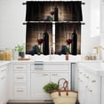 thumbnail image 3 of Vintage Red Wine Glass Kitchen Curtains Valances and Tiers Set of 3 Purple Grapes Brown Wood Grain Farms Tier Curtains and Valance with Rod Pocket for Small Windows, 27.5"x36", 3 of 9