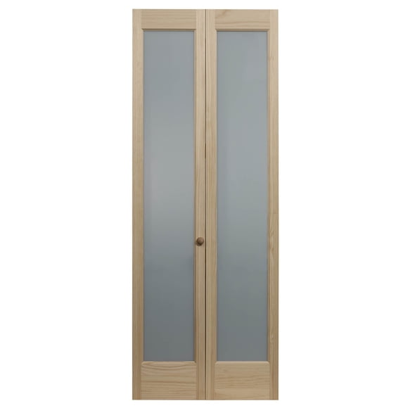 LTL Home Products 833728 Frosted Full Glass Bifold Interior Solid Wood Door, 32 Inches x 80 Inches, Unfinished Pine