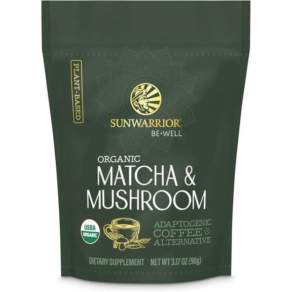 Sunwarrior Organic Be Well Matcha Mushroom Powder 90g Pouch (30 SRV)