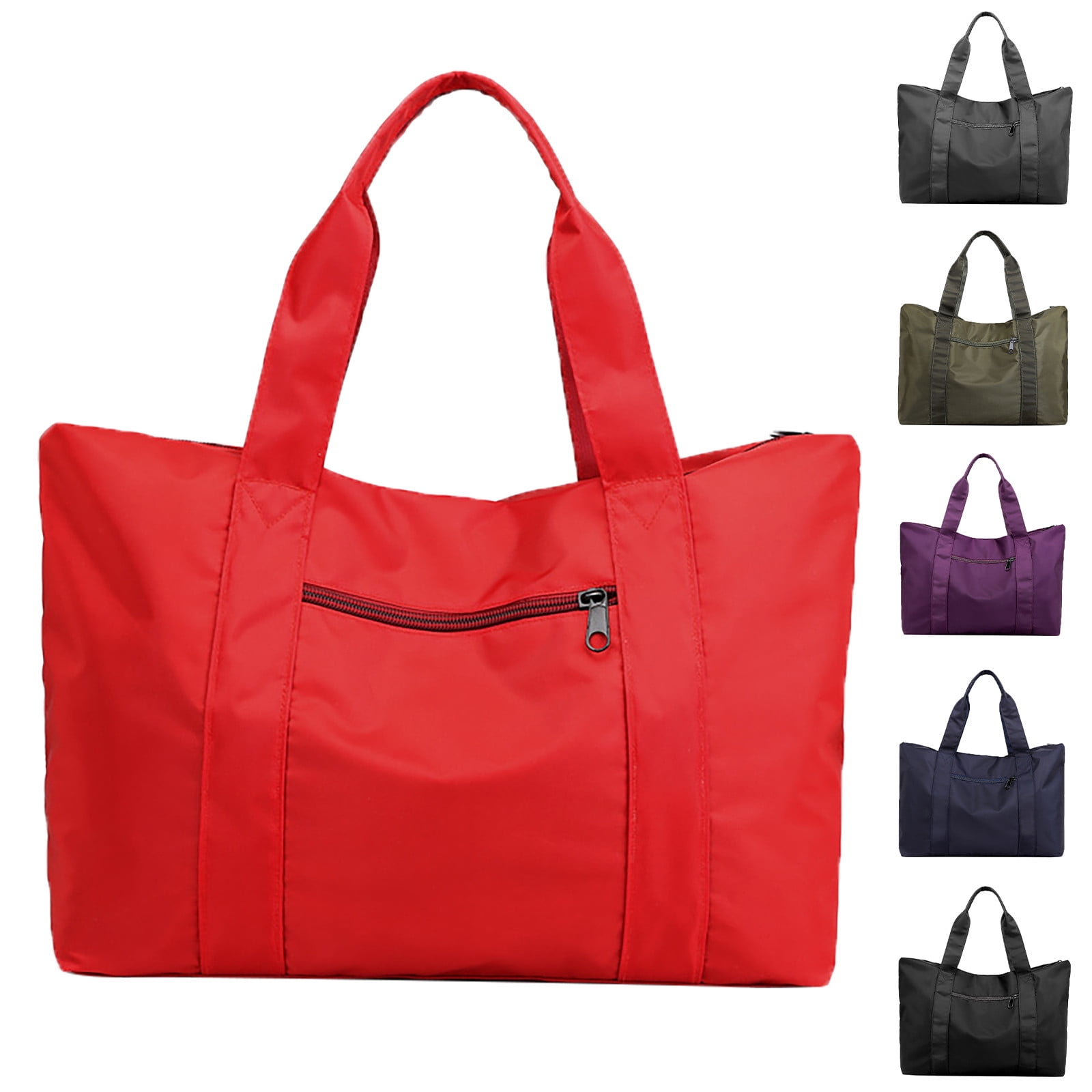 Mepaouo Womens Foldable Travel Duffel Bag Large Capacity Carry on Luggage Handbag Sports Gym Satchel(Red)