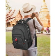 Matein 17in Business Laptop Backpack for Men, Waterproof Backpack with Lock for Work Travel School, Black
