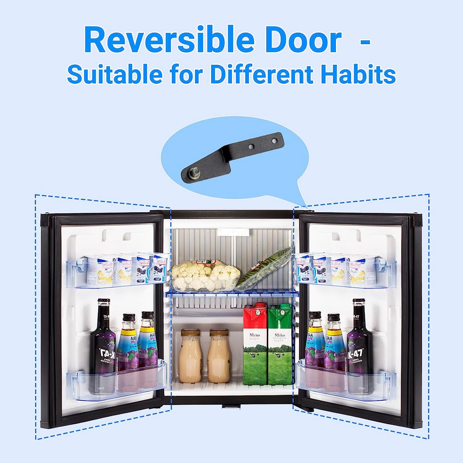 Smeta 1.0 Cu ft Absorption Refrigerator 12V DC/110V AC Portable for Bedroom, Office, Dorm with Lock Reversible Door